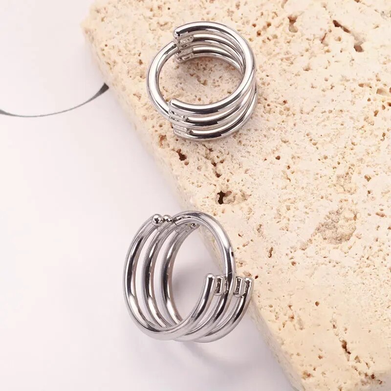 Cartilage Tragus Helix Ring - Triple Lined Bendable Hoop Earring For Nose, Ear, Eyebrow (18g Gold)