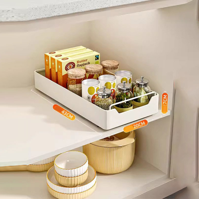 Drawer storage box shelf Non-punching Kitchen drawing type water channel Pull basket cupboard Kitchen storage basket Tableware storage cabinet