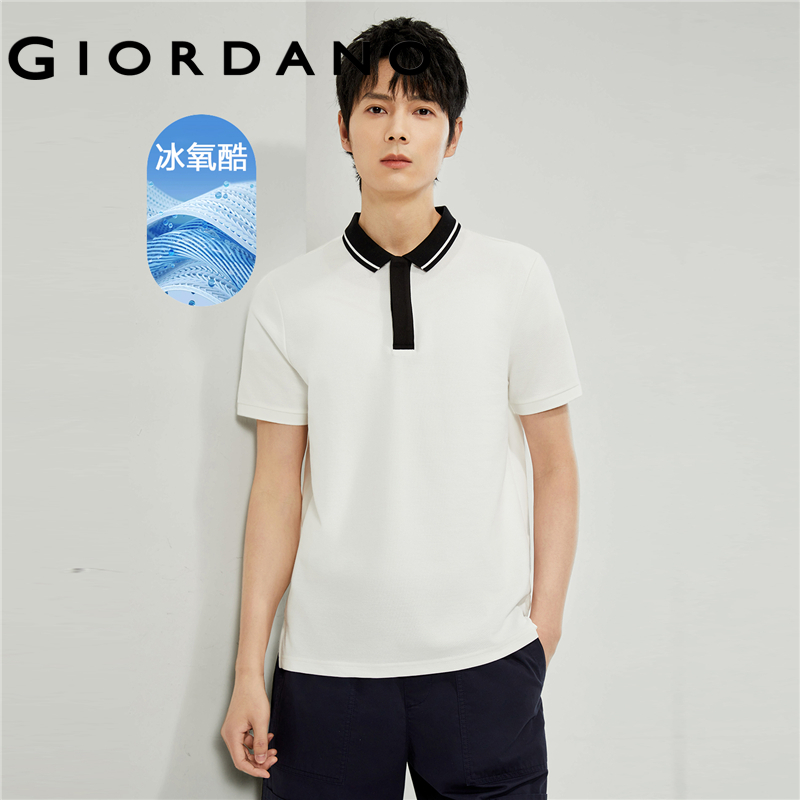Giordano men polo shirts upf50+ ice cooling contrasting polo shirts short sleeve summer fashion casual polo shirts 01014382