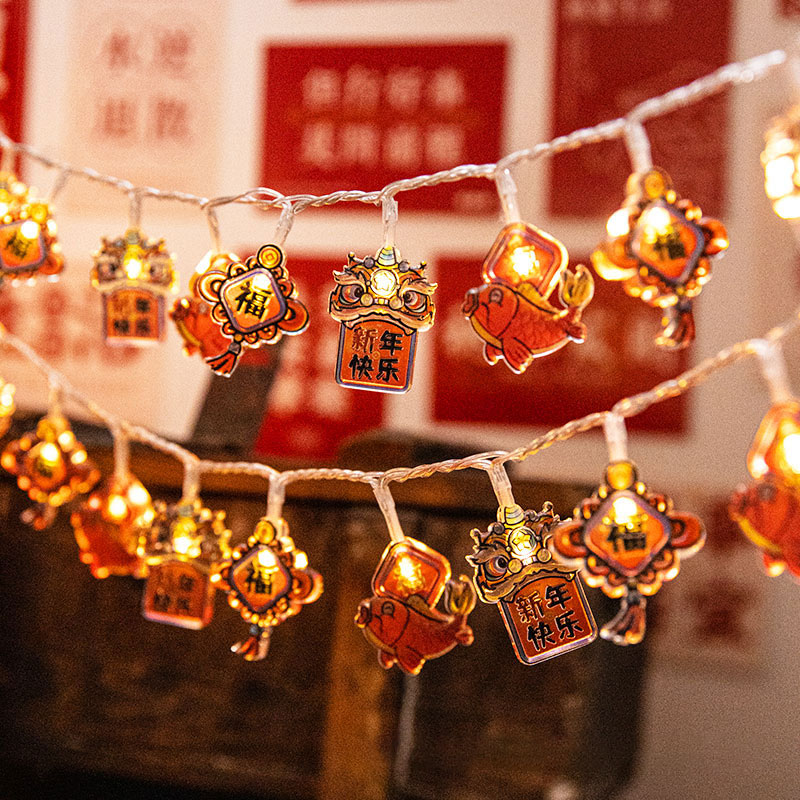 New Year lanterns, New Year hangings, LED LAMP,blessing characters, flashing lights, string lights, LED atmosphere decoration lighting