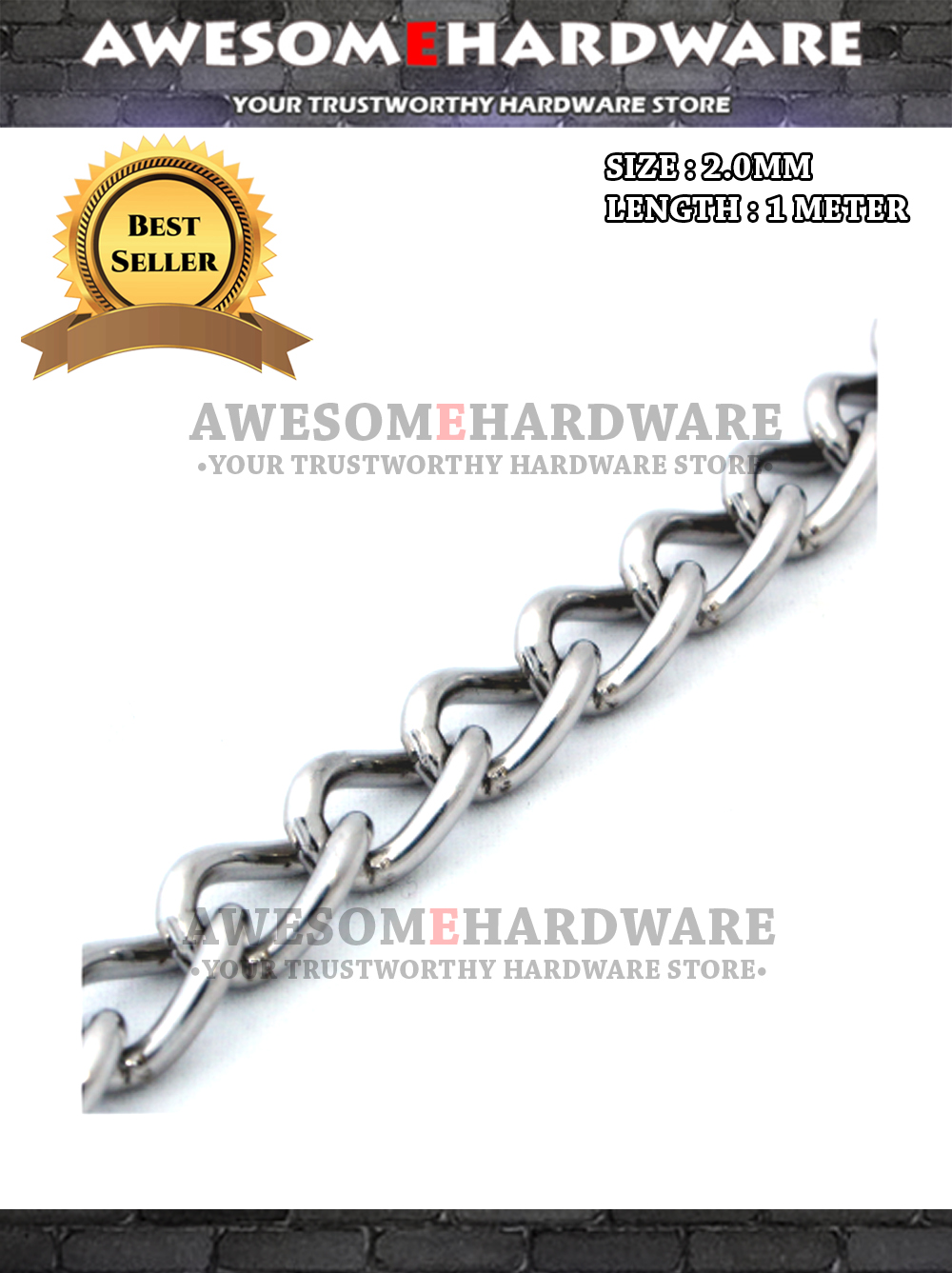 2.0MM ORNAMENTAL CHAIN TWISTED LINK METAL CHAIN (1 METER) Lazada