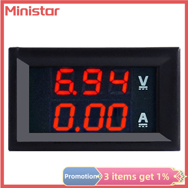 Ministar DC 0-100V 10A Ampe kế Vôn kế kỹ thuật số hiển thị thời gian kép vôn kế bảng điều khiển đồng hồ hiện tại amp Vôn kế 0.28 Quote; LED xanh đỏ