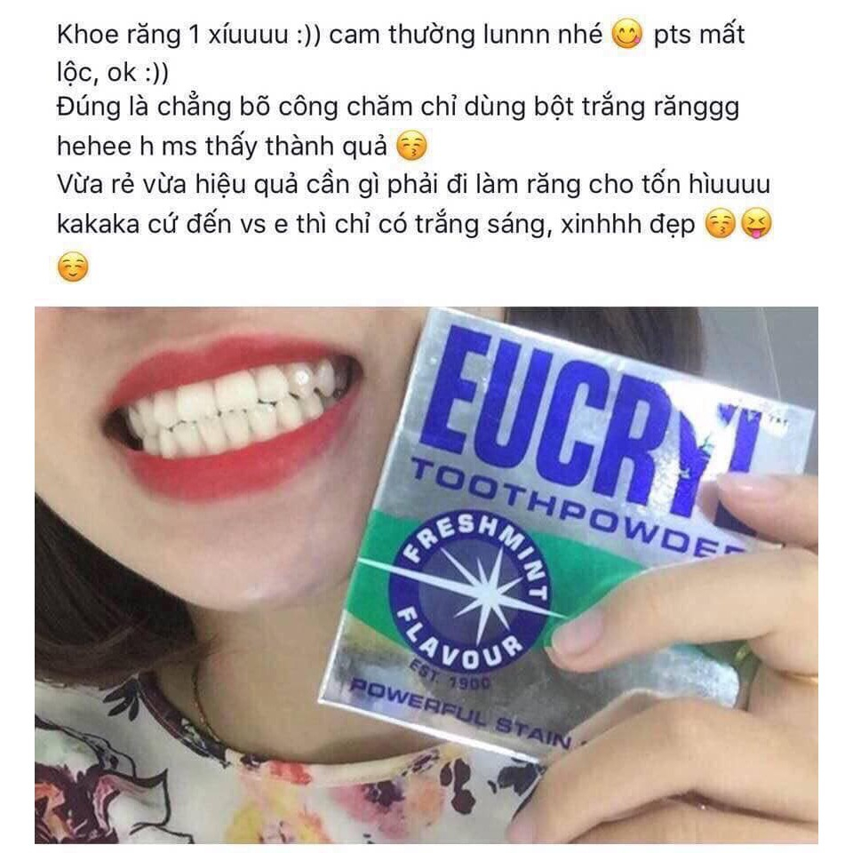 Bột Tẩy Trắng Răng + Kem Đánh Răng Làm Trắng Răng EUCRYL Tooth Paste Freshmint