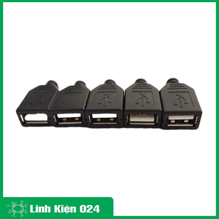 Đầu Jack cổng USB A cái 4P kèm vỏ