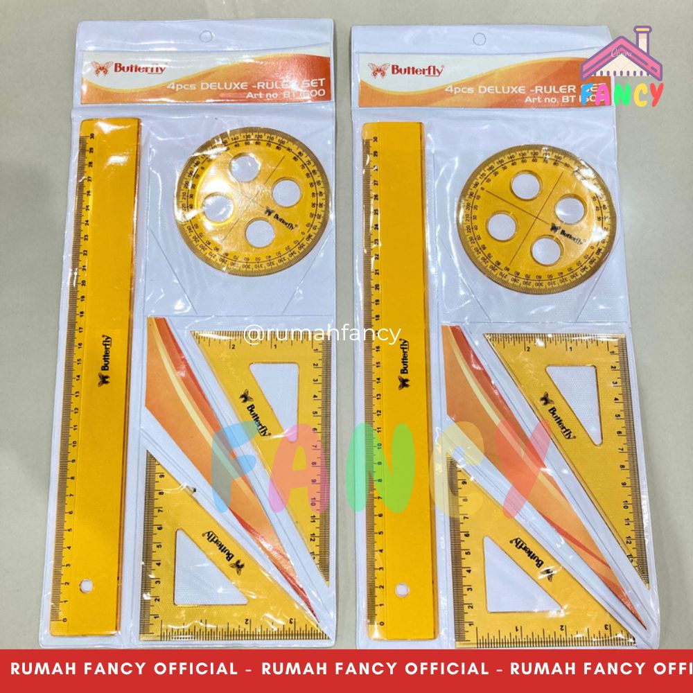 Garisan Set Butterfly Scale Ruler Set Butterfly Penggaris Segitiga Busur Derajat Penggaris