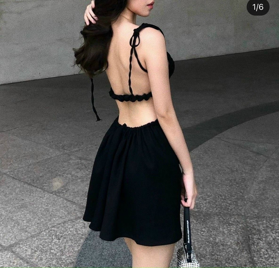 Đầm hở lưng hai dây cột nơ sexy (có mút ngực)