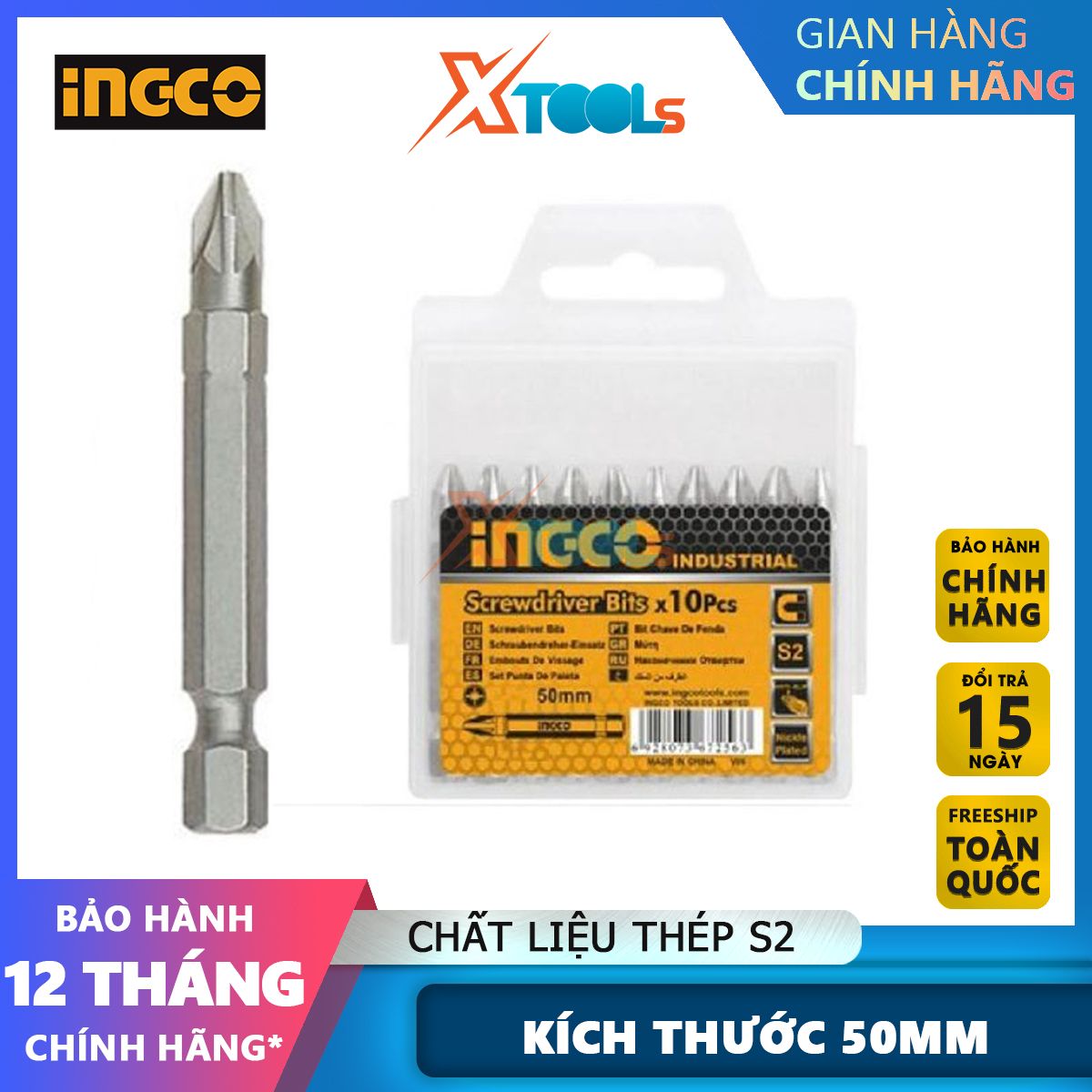 Ingco ingco ph1/2/3x50mm ingco nickel plated industrial steel screw dripper bit hex plugs multi size xtools
