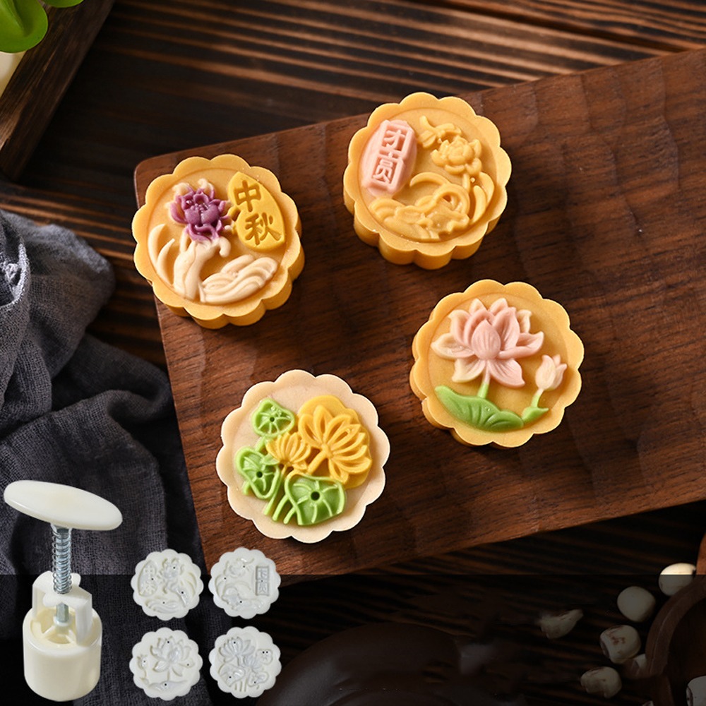 Cookie Tools 50g Mooncake Mold Plastic 3D Pattern Pastries Dessert Mold Mini Non-stick Hand Pressed Mould Chocolate Dessert.
