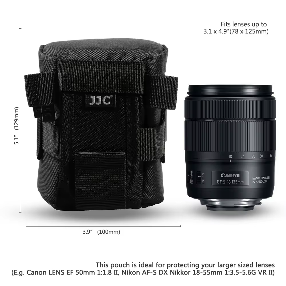 【Big savings】 JJC Camera Lens Case Water Resistant Lens Pouch for DSLR Camera Lens Bag for Nikon Sigma Pentax Sony.