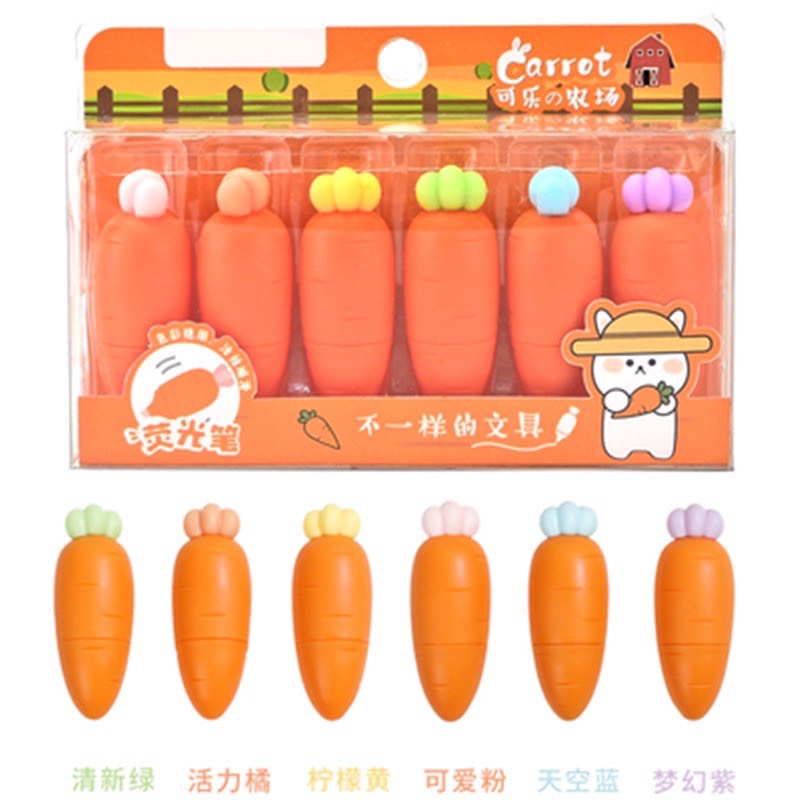 Hộp 6 bút dạ quang hình quả siêu cute