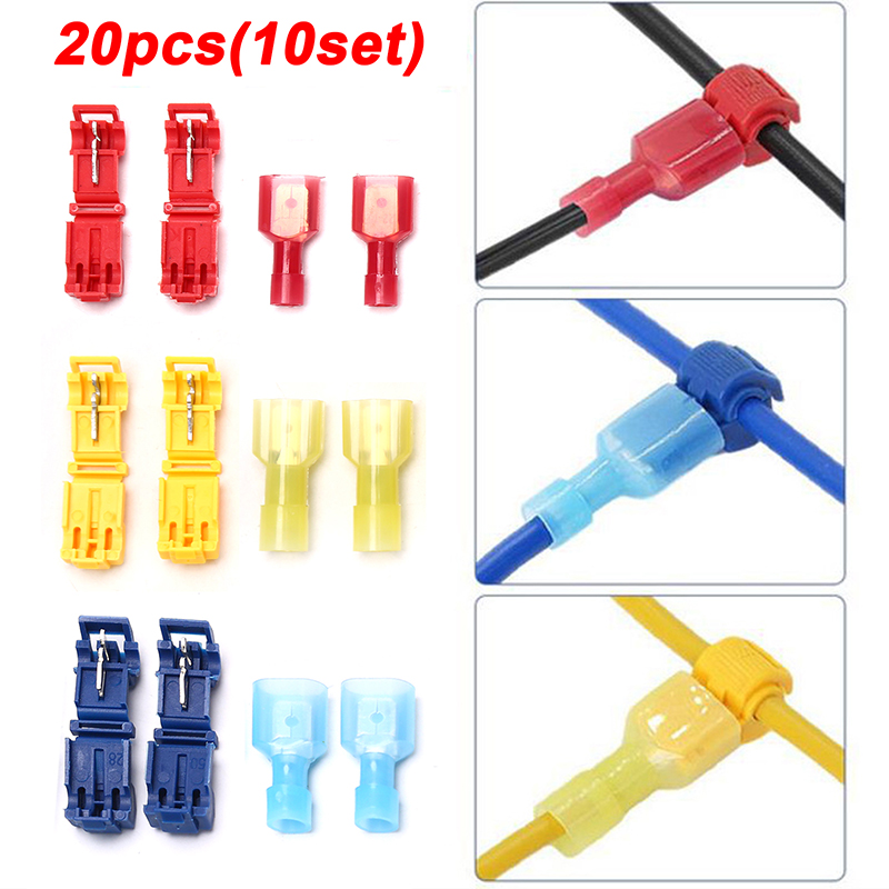 20Pcs T-Tap Splice Wire Connector Insulated Spade Electrical Crimp Terminals Kit. 