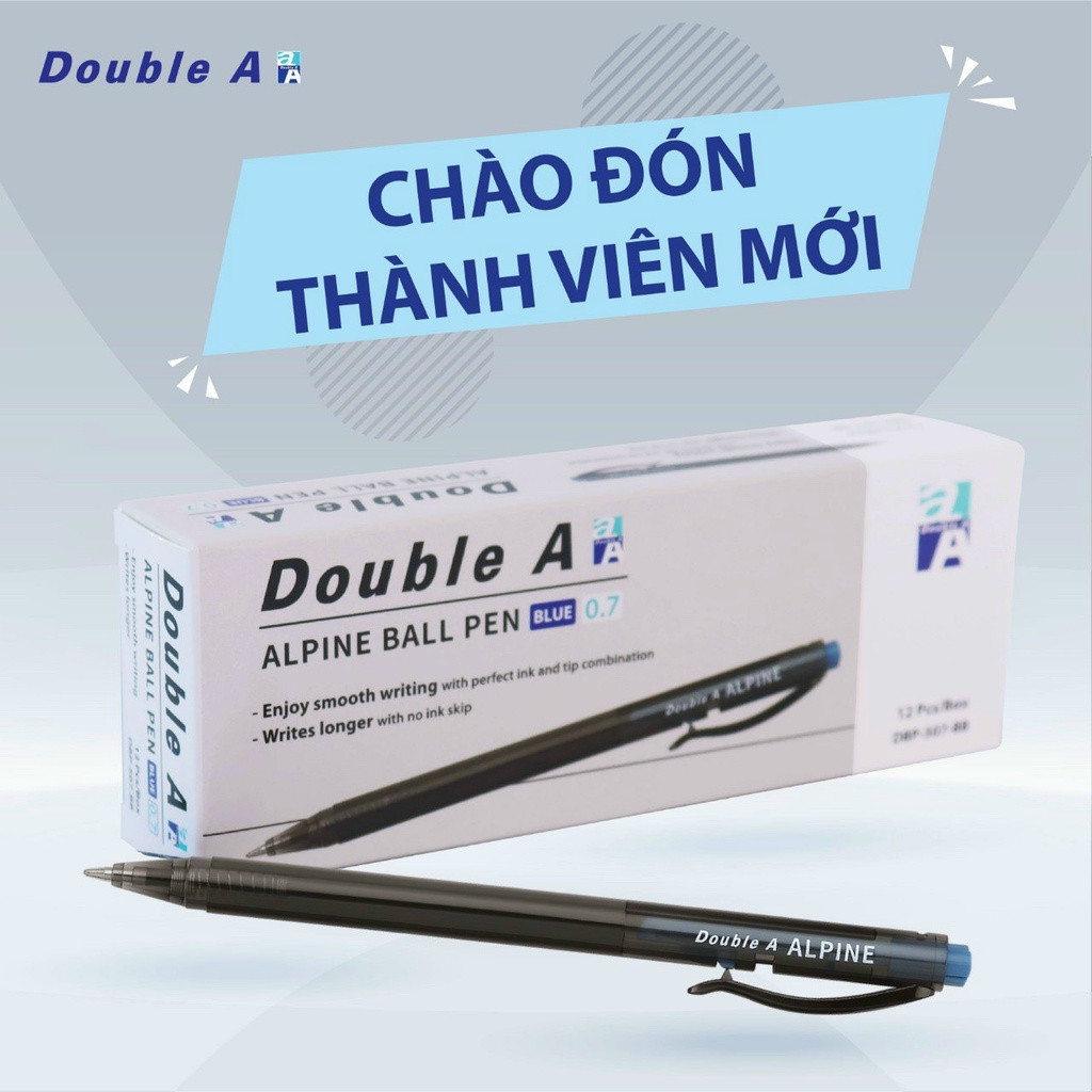 Bút bi Double A Alpine ngòi 0.7mm (Mực Xanh)