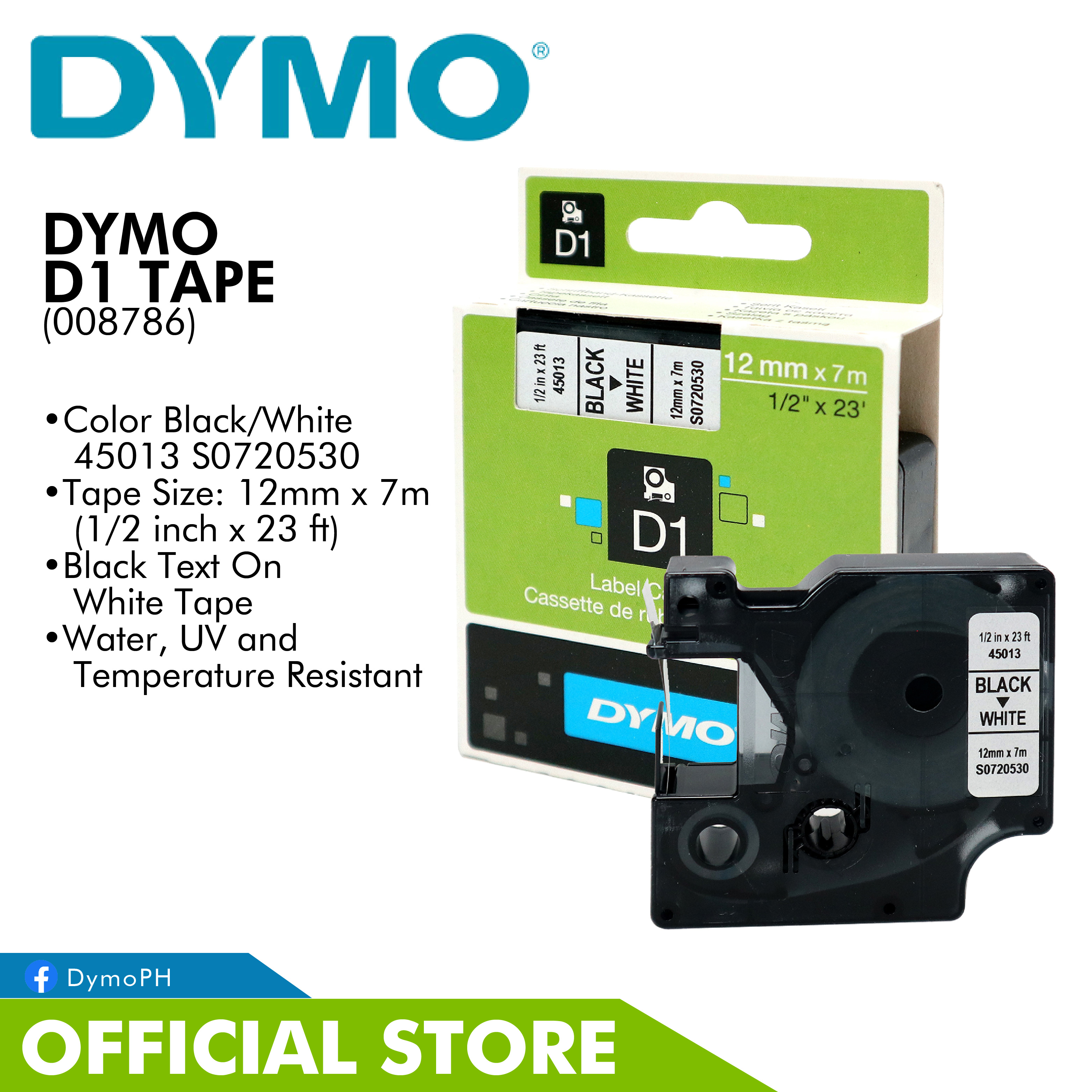 DYMO Standard D1 Labeling Tape for LabelManager Label Makers Red print on  White tape 1/2'' W x 23' L 1 cartridge 45015