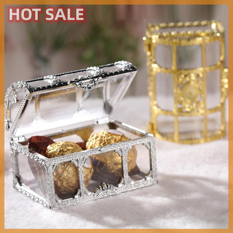 🔥🔥🔥maelovely 1PC Portable Candy Hollow Gold Silver Treasure Chest Case Organizer Storage Box