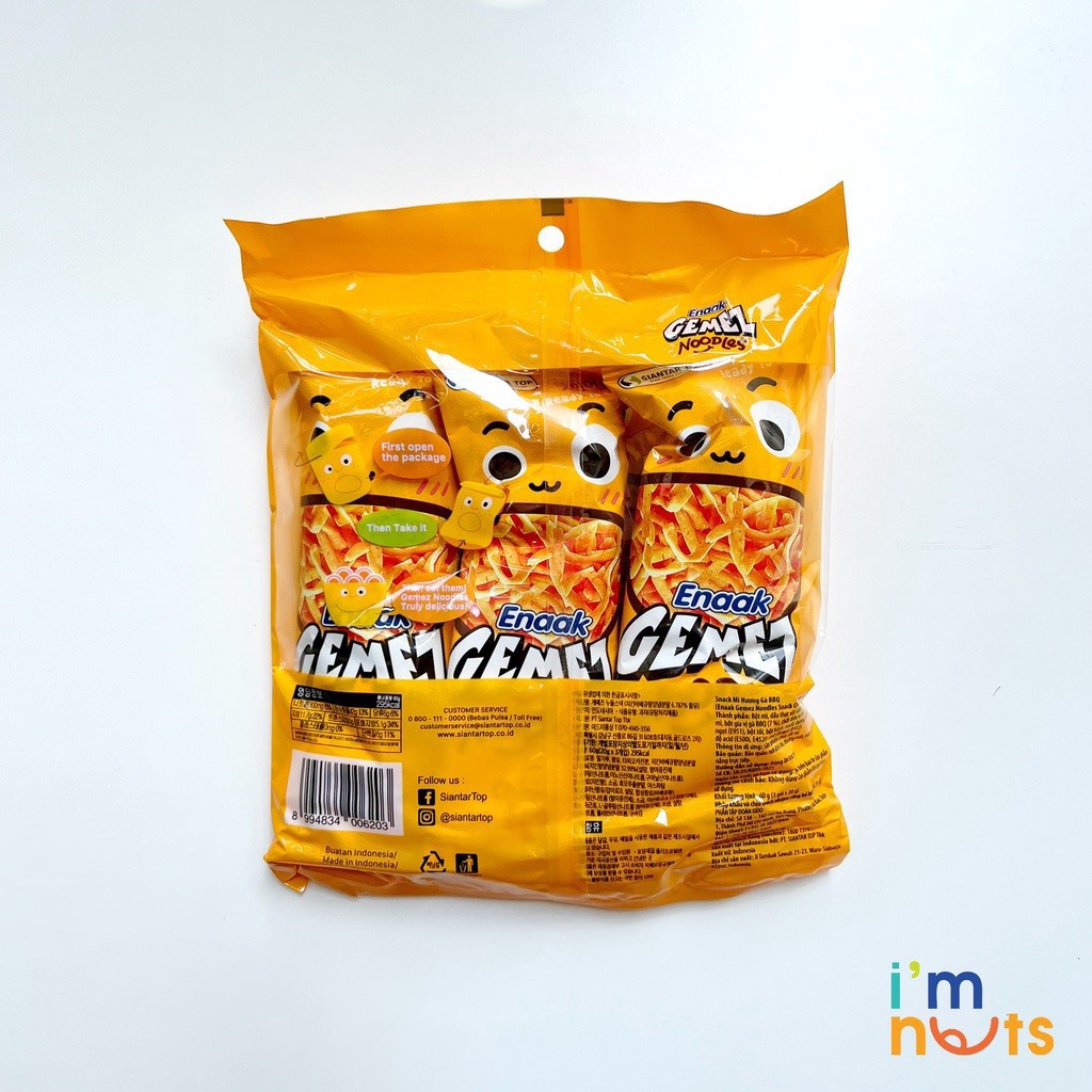 MÌ SNACK ENAAK GEMEZ BBQ hương gà [Túi 3 gói x 20gr]