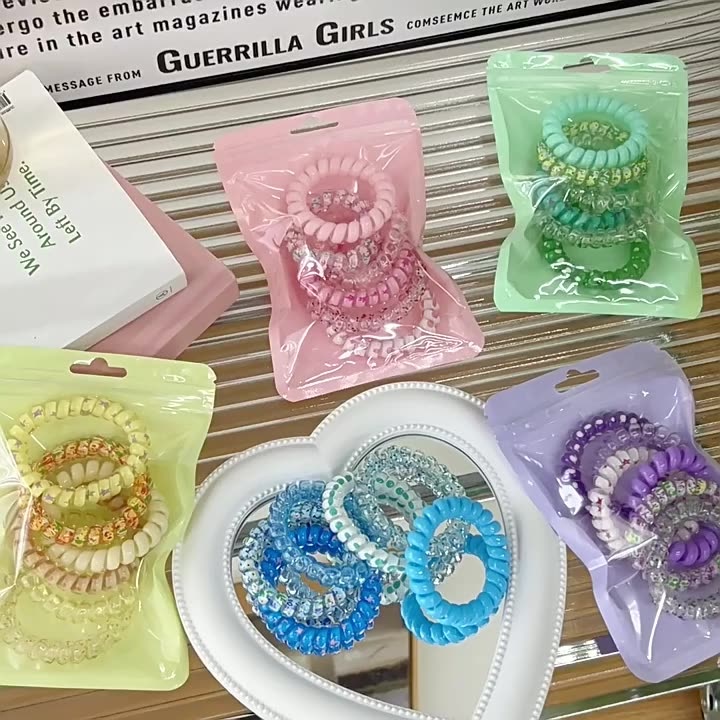 Set 6 dây cột tóc lò xo nhiều màu sắc dễ thương