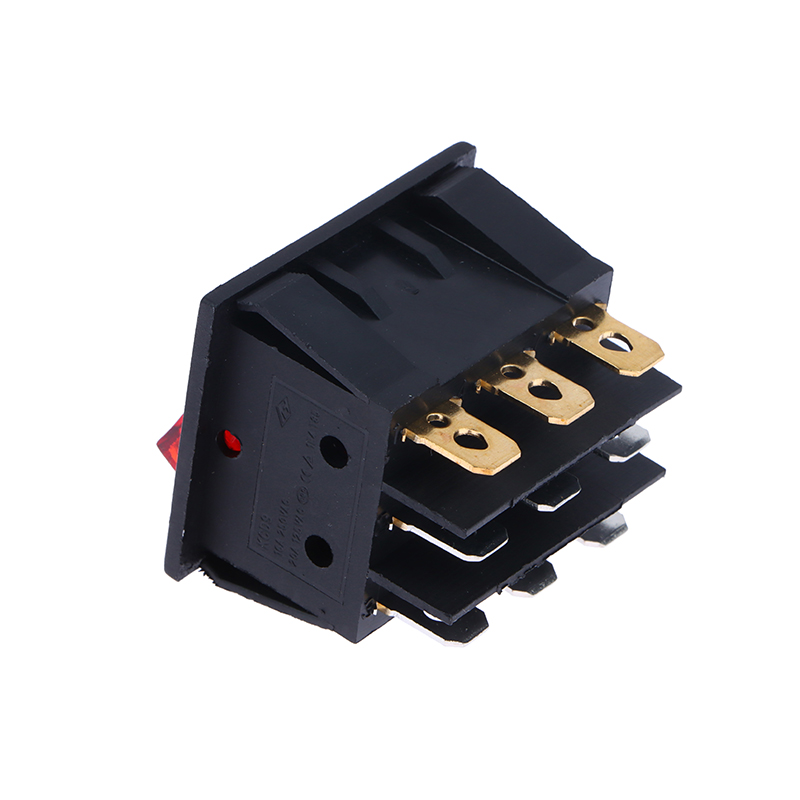 Rocker Switch KCD3 Red Light 3 Way Black Switch 9 Pin 2 Position ON-OFF ...