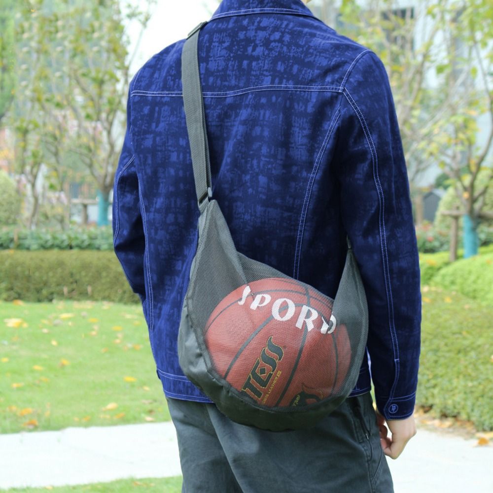 Portable Adjustable Basketball Mesh Bag Mesh Fabric Single Shoulder ...