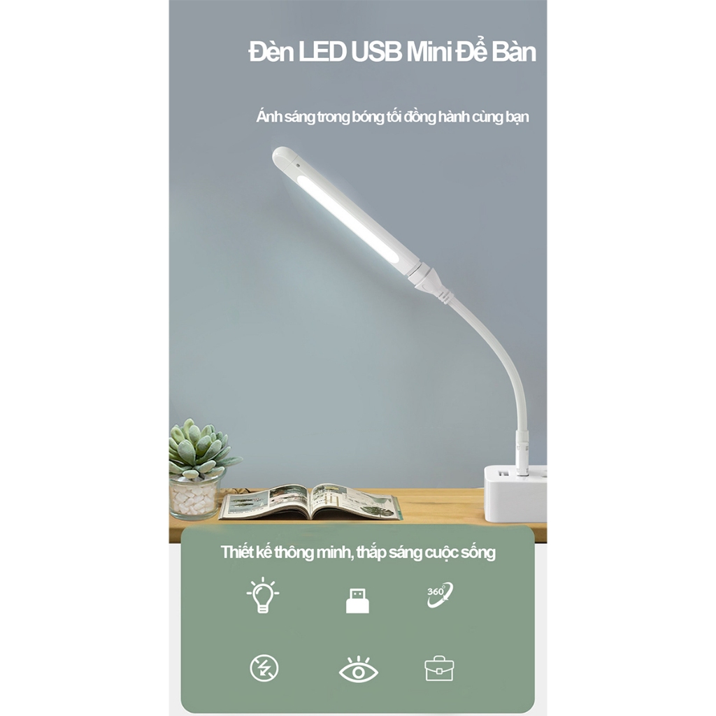 Đèn Led USB Siêu Sáng để bàn Đầu Cắm Sử Dụng Chân USB