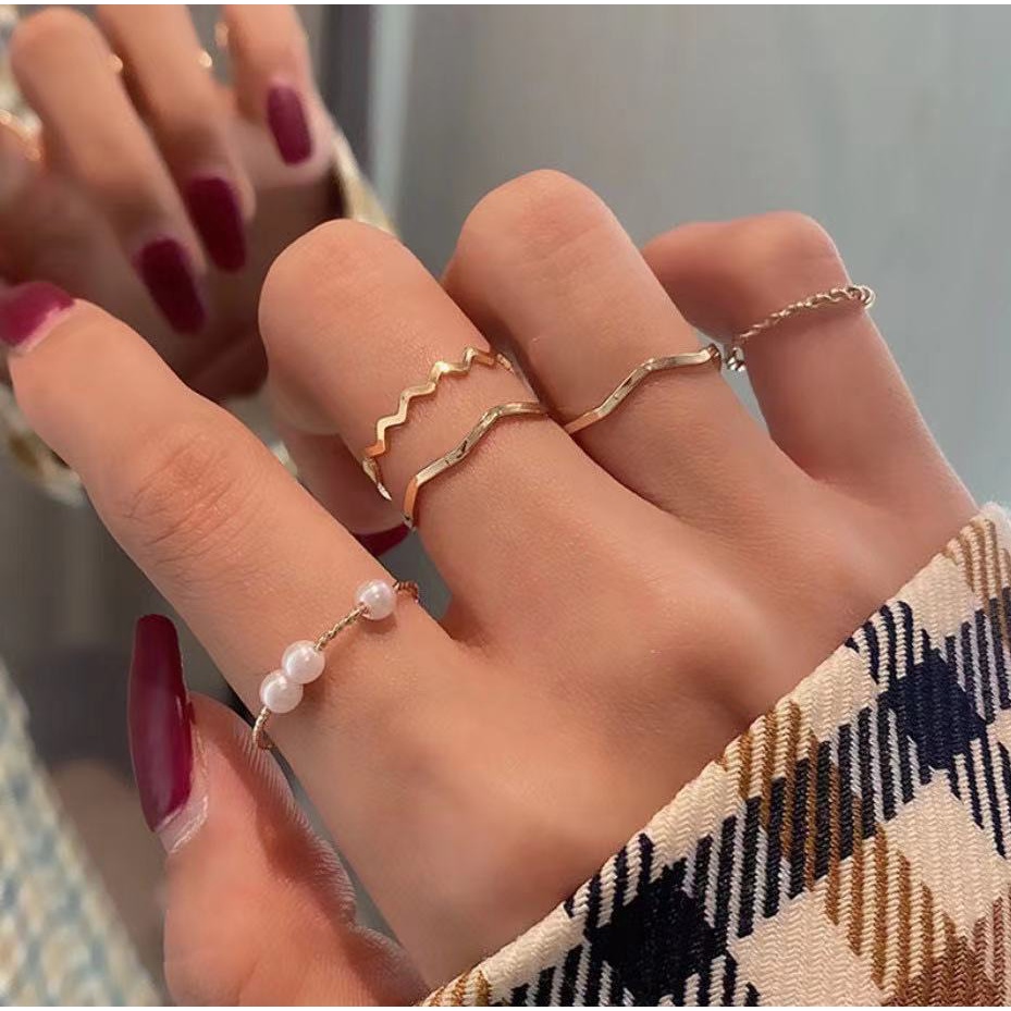 Nhẫn thời trang, set nhẫn cá tính cực chất NK55 set 5 chiếc