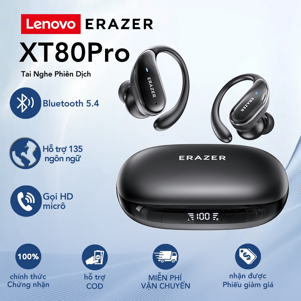 Lenovo Erazer XT80 Pro Tai Nghe Phiên Dịch Tai Nghe Bluetoottai Nghe Thể Thao  Bluetooth Không Dây 5.4 Tws Chống Nước Chống Ồn Có Micrô Và Màn Hình Led Tai Nghe Bluetooth Dịch