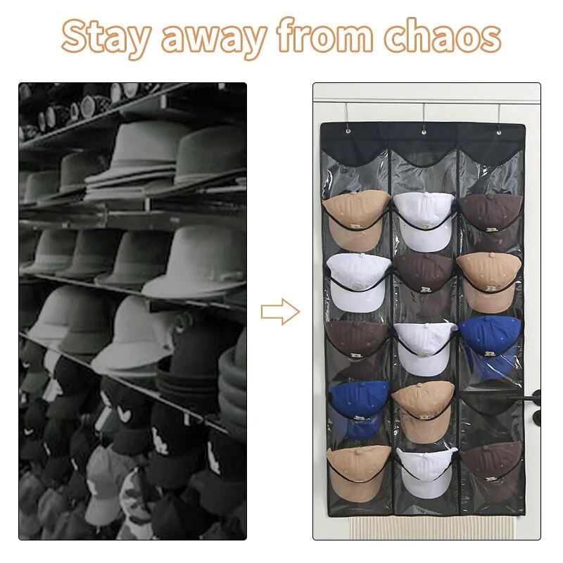 Wall Mount Hanging Hat Organizers for Baseball Felt Storage Holders for Bedroom Closet Space Saving Behind Door Storage Rack. 