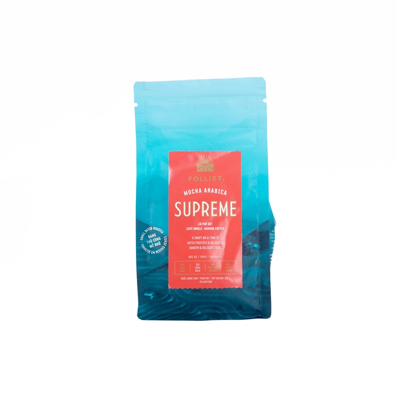 Cà phê bột supreme, mocha arabica ground coffee - folliet