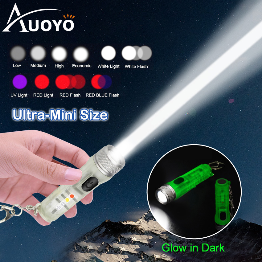 Auoyo S12 đèn pin mini siêu sáng Móc Khóa Mini Có Khóa Đèn Pin Khẩn Cấp