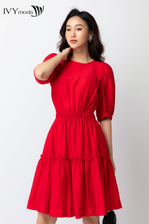 Đầm xòe 2 lớp cổ tròn IVY moda MS 48B8622