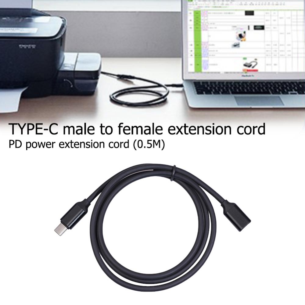 USB C Cáp nối Loại C Đầu đực thành đầu cái sạc PD đồng bộ dây điện nối dài