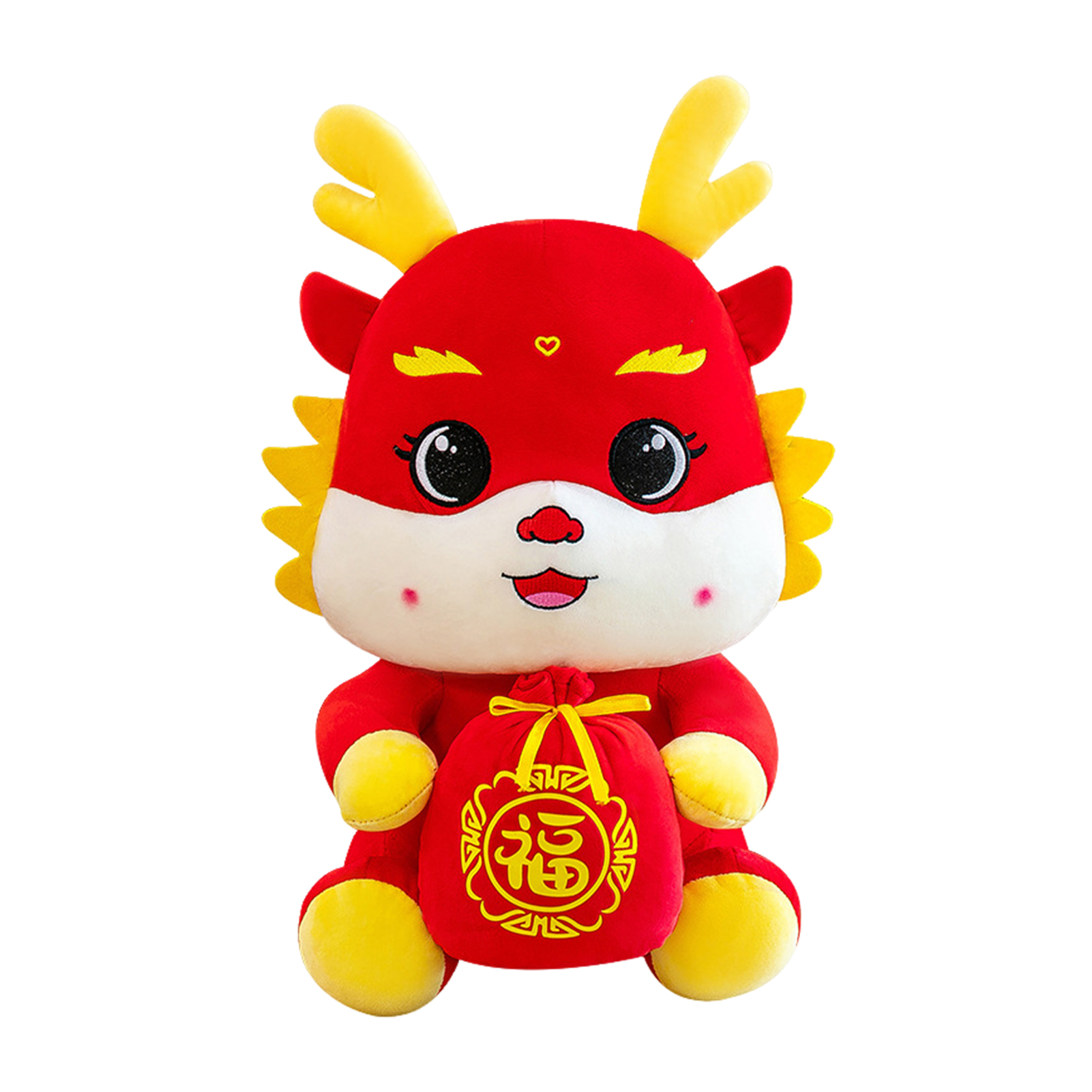 Durable Dragon Plushie Dragon Plush Doll 2024 Chinese New Year Zodiac Dragon Plushie Soft Stuffed Animal Pillow with Lucky Red Bag Perfect Gift for the Year of the Dragon