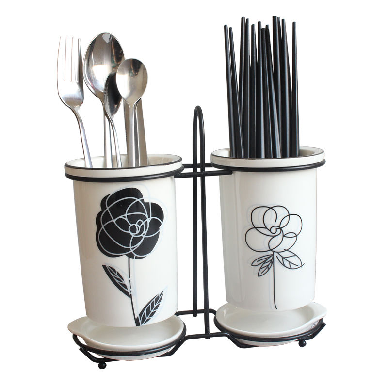 Ceramic Utensil Holder Cutlery Set Utensils Holder Ceramic Bekas Sudu Garfu Cutlery Spoon