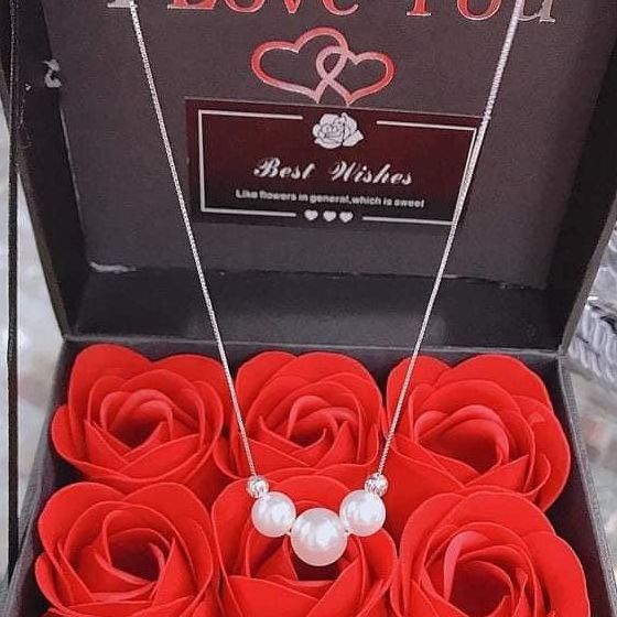 Vòng cổ ngọc trai thật nước ngọt phối dây chuyền và bi BẠC kiểu dáng thanh lịch