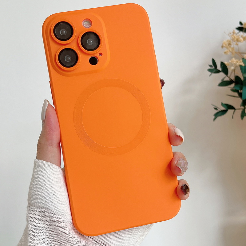 ALIGO Shockproof Magnetic Silicone Soft Phone Case Cover Simplicity Solid Color Protection Phone Shell For iPhone 15 Plus 14 13 12 Pro Max 11