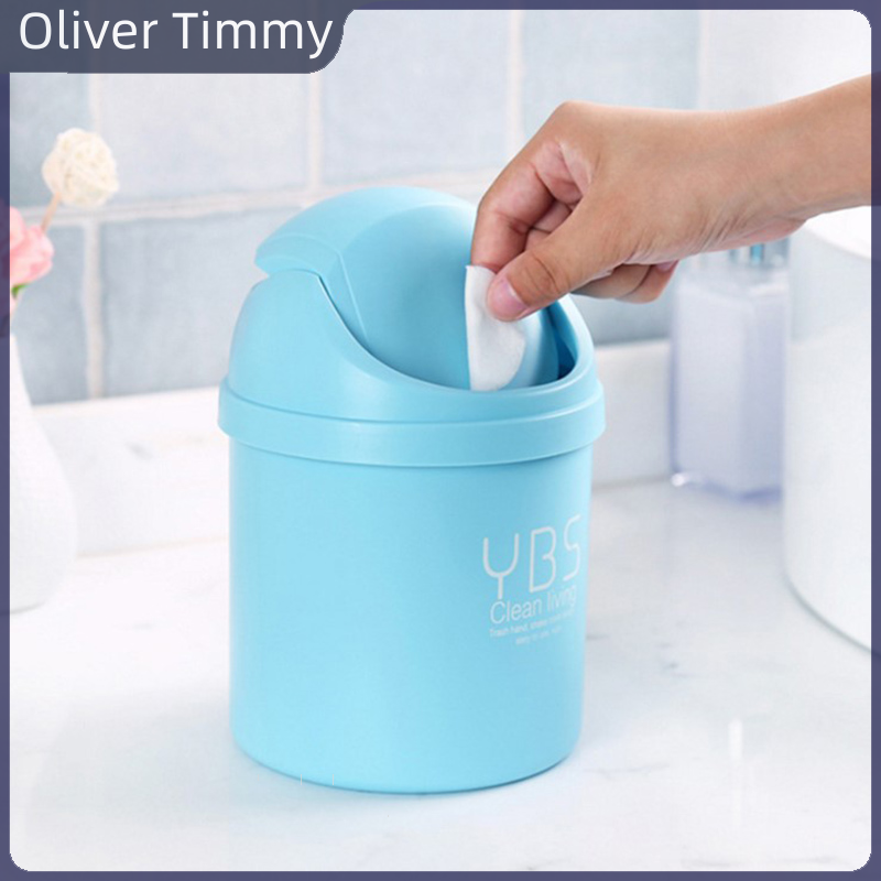[Oliver Timmy] Desktop Mini Waste Bin Small Trash Can Household With Bins Desk Storage