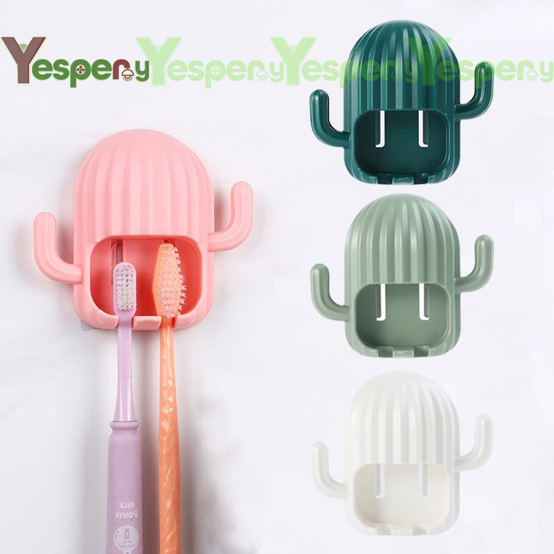 YESPERY Giá Treo Bàn Chải Đánh Răng Gắn Tường Móc Xương Rồng Kệ Thoát Nước Sáng Tạo Giá Sắp Xếp Bàn Chải Đánh Răng Giá Để Đồ Phòng Tắm