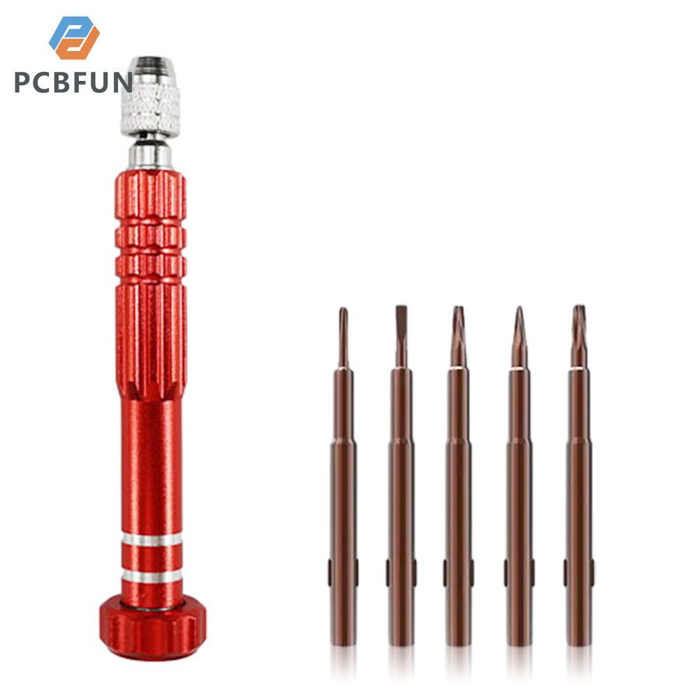 Pcbfun 5-In-1 Aluminum Alloy Screwdriver 5-In-1 Screwdriver Mobile Phone Disassembly And Maintenance Tool Set