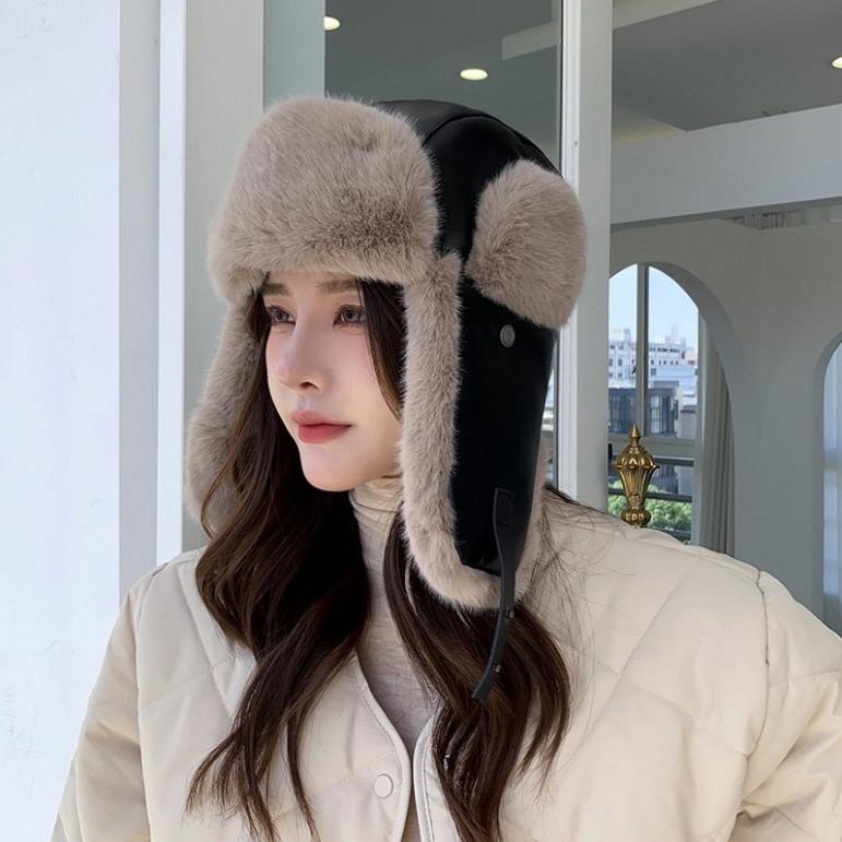 Mũ phi công Mũ lót lông siêu ấm áp nữ