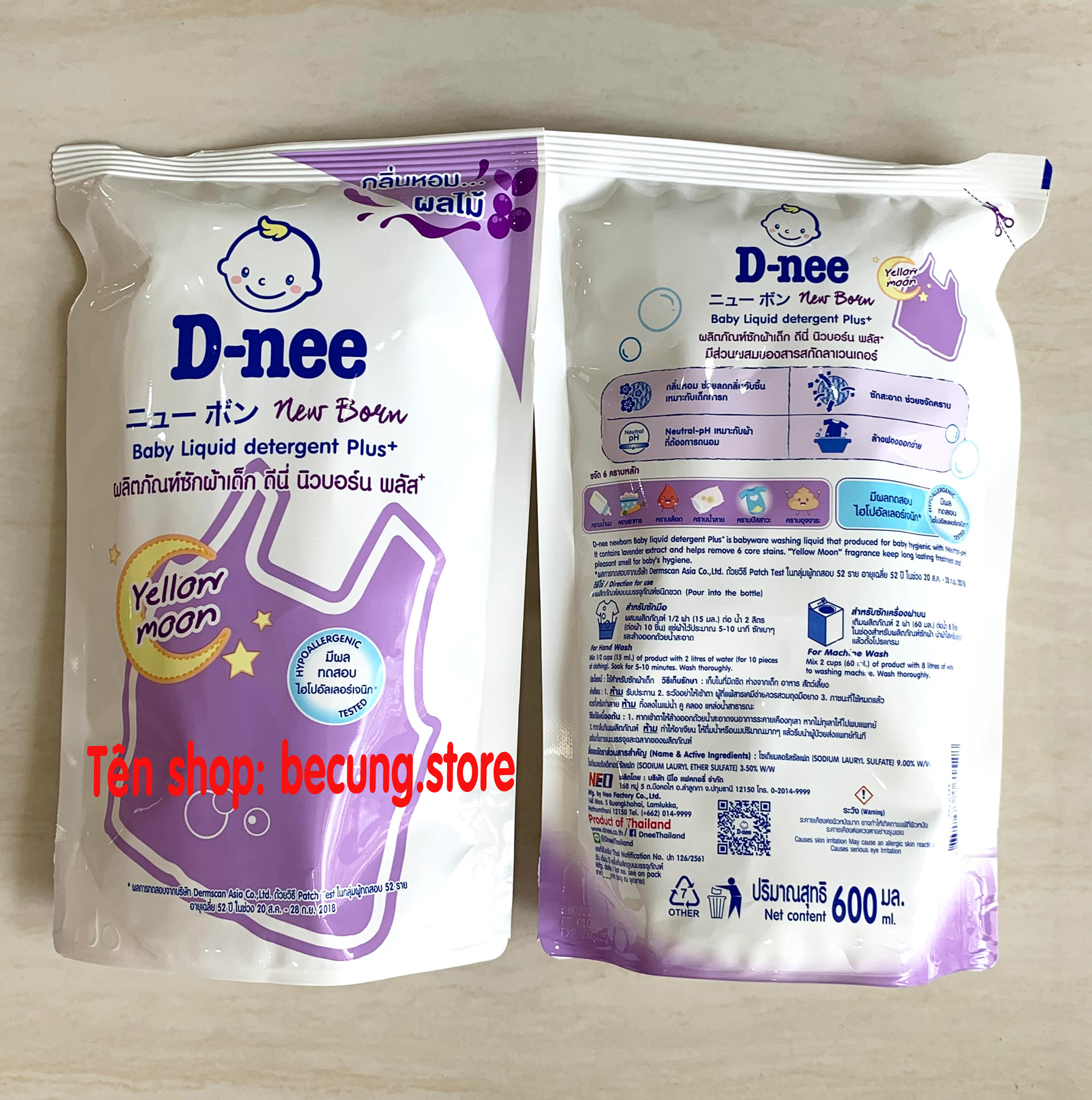 [Túi 600ml]- Nước giặt xả Dnee Thái Lan túi 600ml.