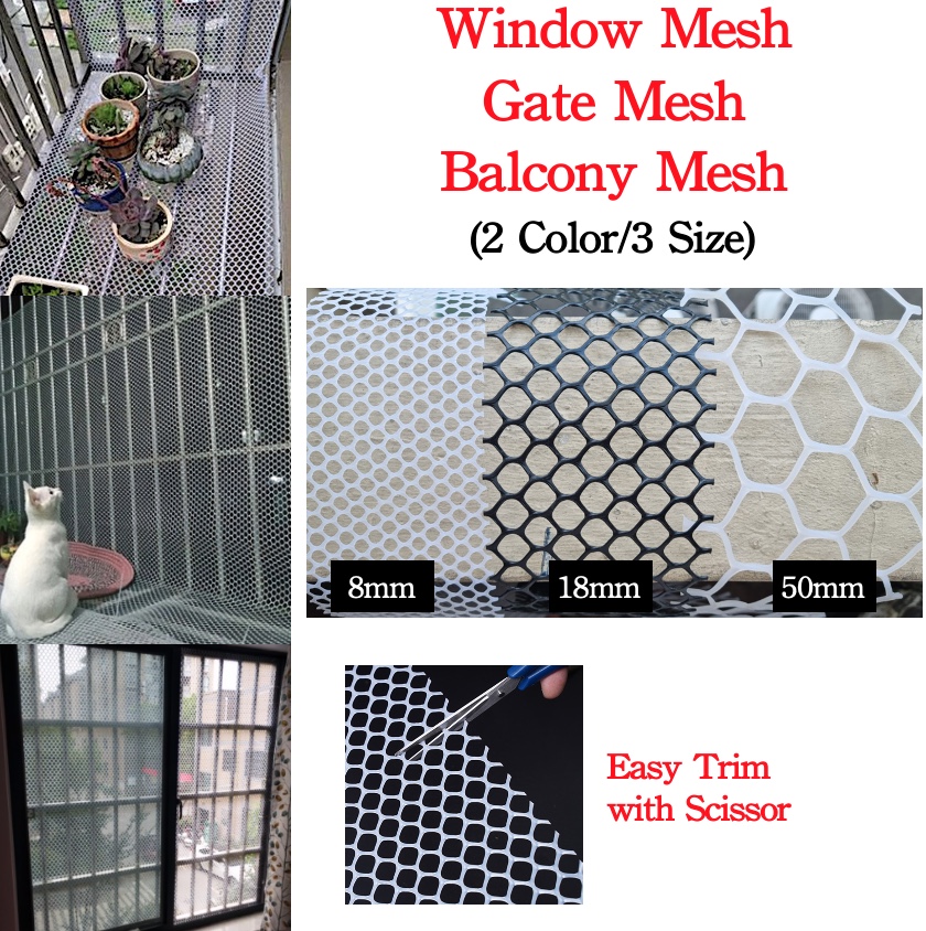 Window Gate Mesh Multi Purpose Cat Mesh For Window Black White Plastic Net Window Mesh For