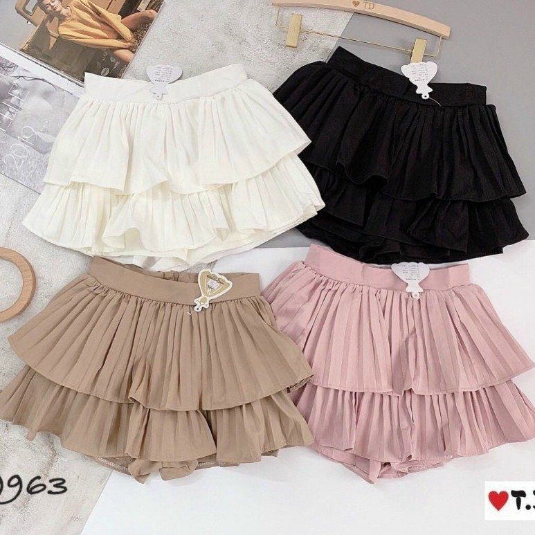 Chân váy nữ xếp ly hai tầng (nhiều màu)
