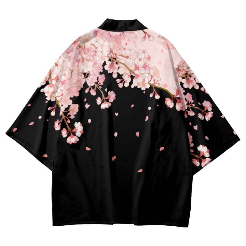 【Hot ticket】 sakura flowers print yukata men women fashion cardigan blouse haori Obi Asian clothes Harajuku Japanese cosplay kimono.