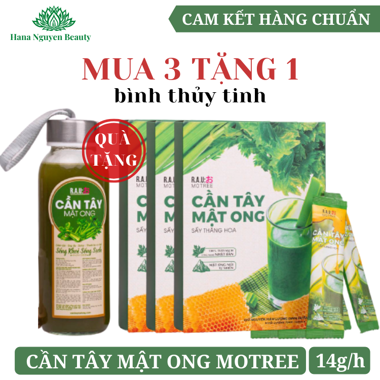 Cần tây mật ong MOTREE hộp 14 gói - MUA 3 TẶNG 1 BÌNH THỦY TINH