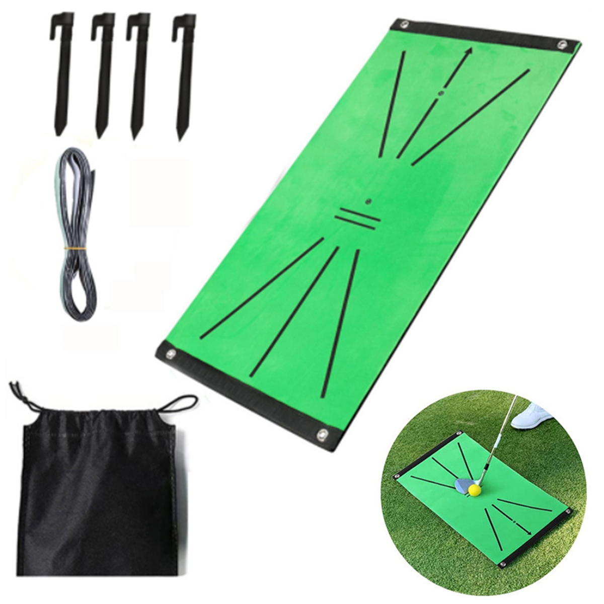 Golf Swing Mat Batting Trajectory Direction Detection Training Pad Golf Training Aid Equipment for Indoor/Outdoor Swing Detection Batting