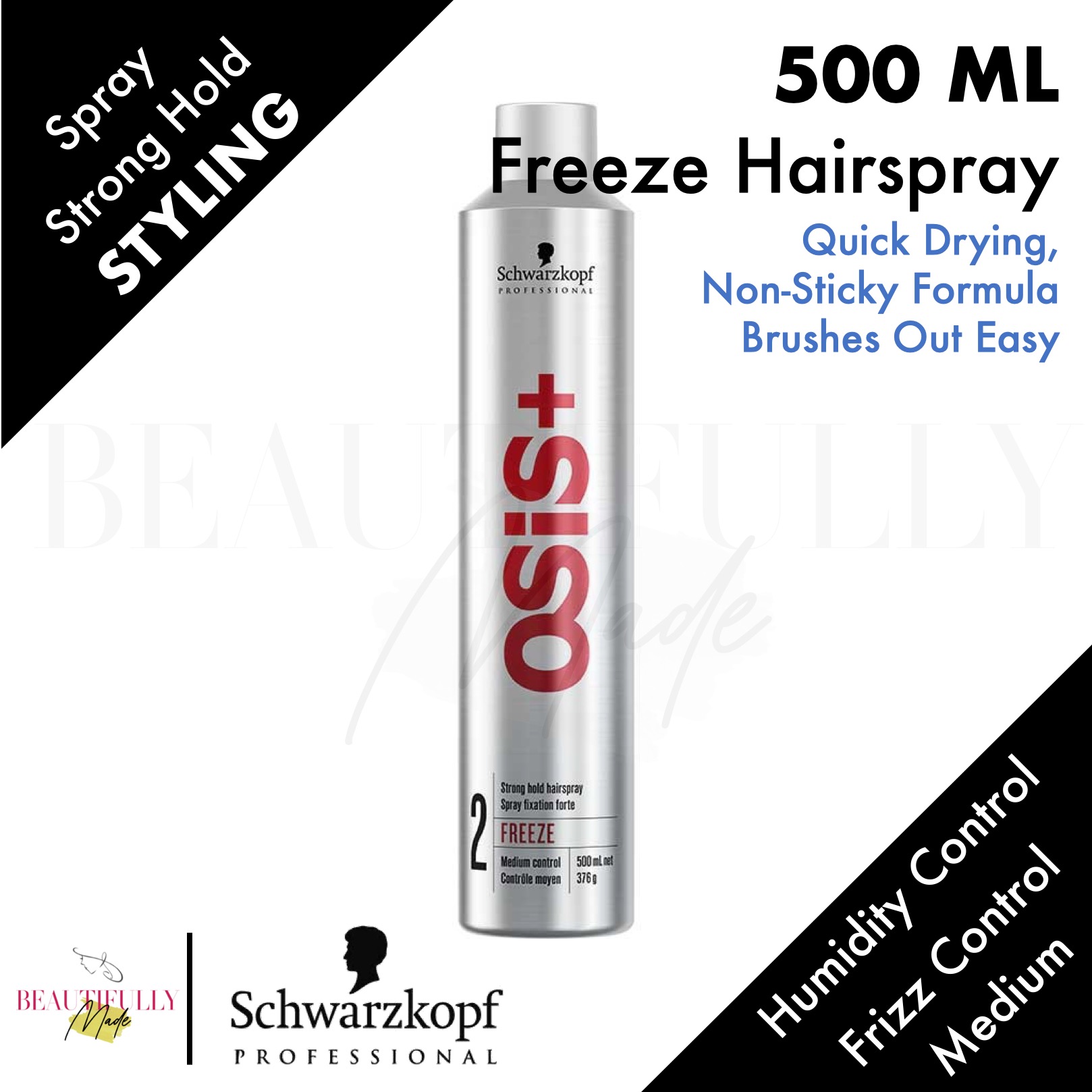 Schwarzkopf Professional Osis Freeze Hair Spray 500ml - Medium Hold Non  Sticky Humidity Control | Lazada Singapore