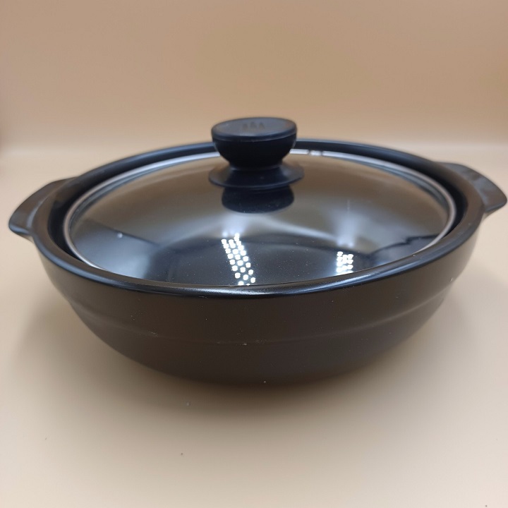 Nồi đất tráng men nắp kính 6'' nấu mì cay