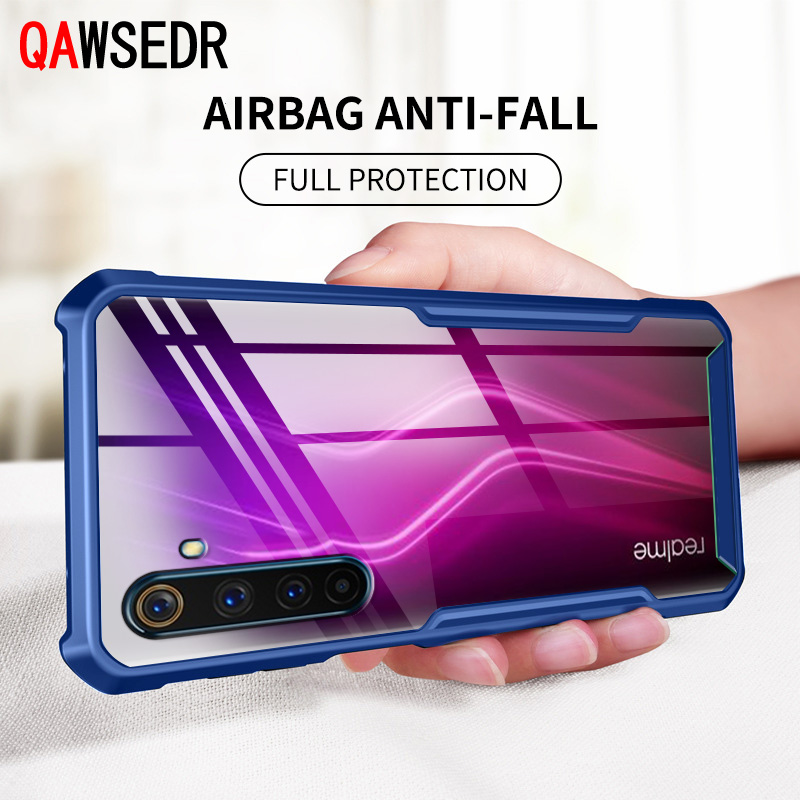 QAWSEDR Case for OPPO Realme 6 Pro Anti-Fall Shockproof Transparent Back TPU Phone Casing Cover