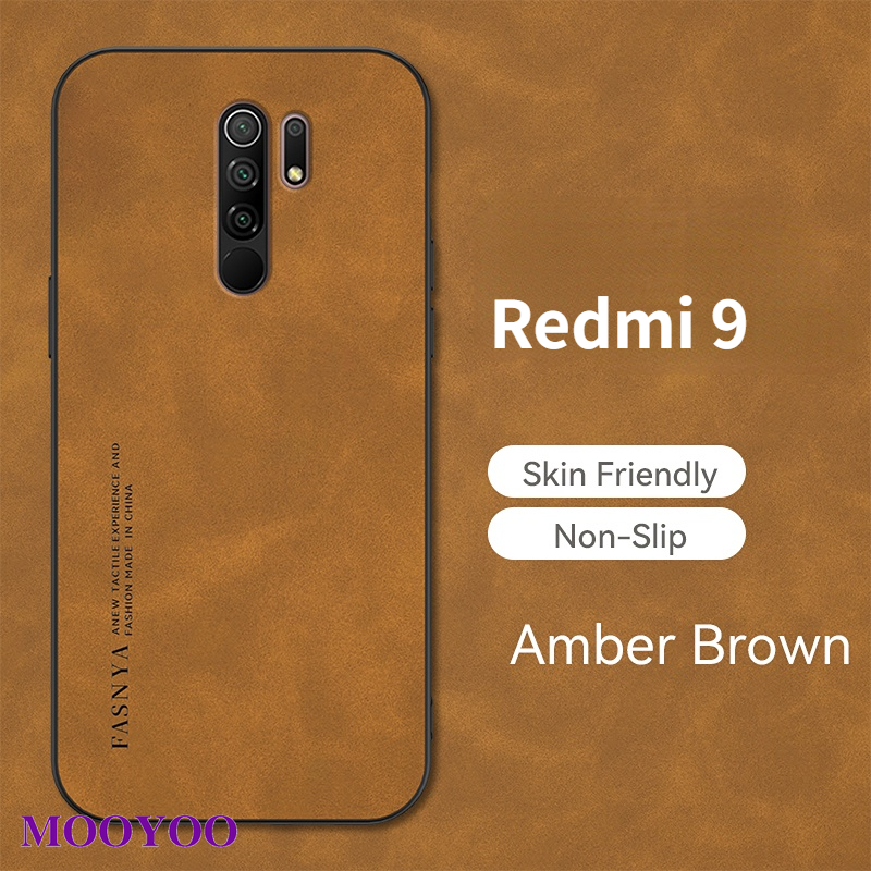 Case redmi 9 soft phone case camera protection sheep bark cover luxury authentic leather casing for xiaomi redmi9 m2004j19g m2004j19c