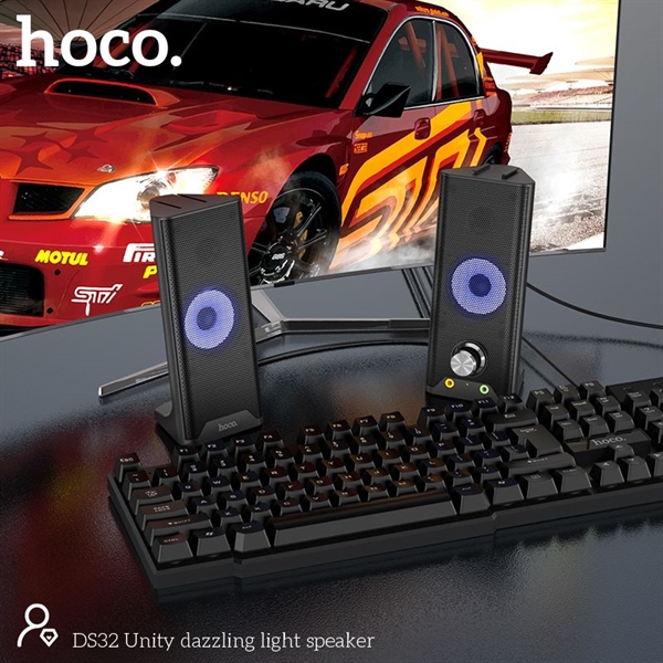 Loa vi tính loa máy tính hoco ds32 có đèn led nhiều màu kết nối máy tính/laptop/pc qua cổng aux 3.5mm và usb