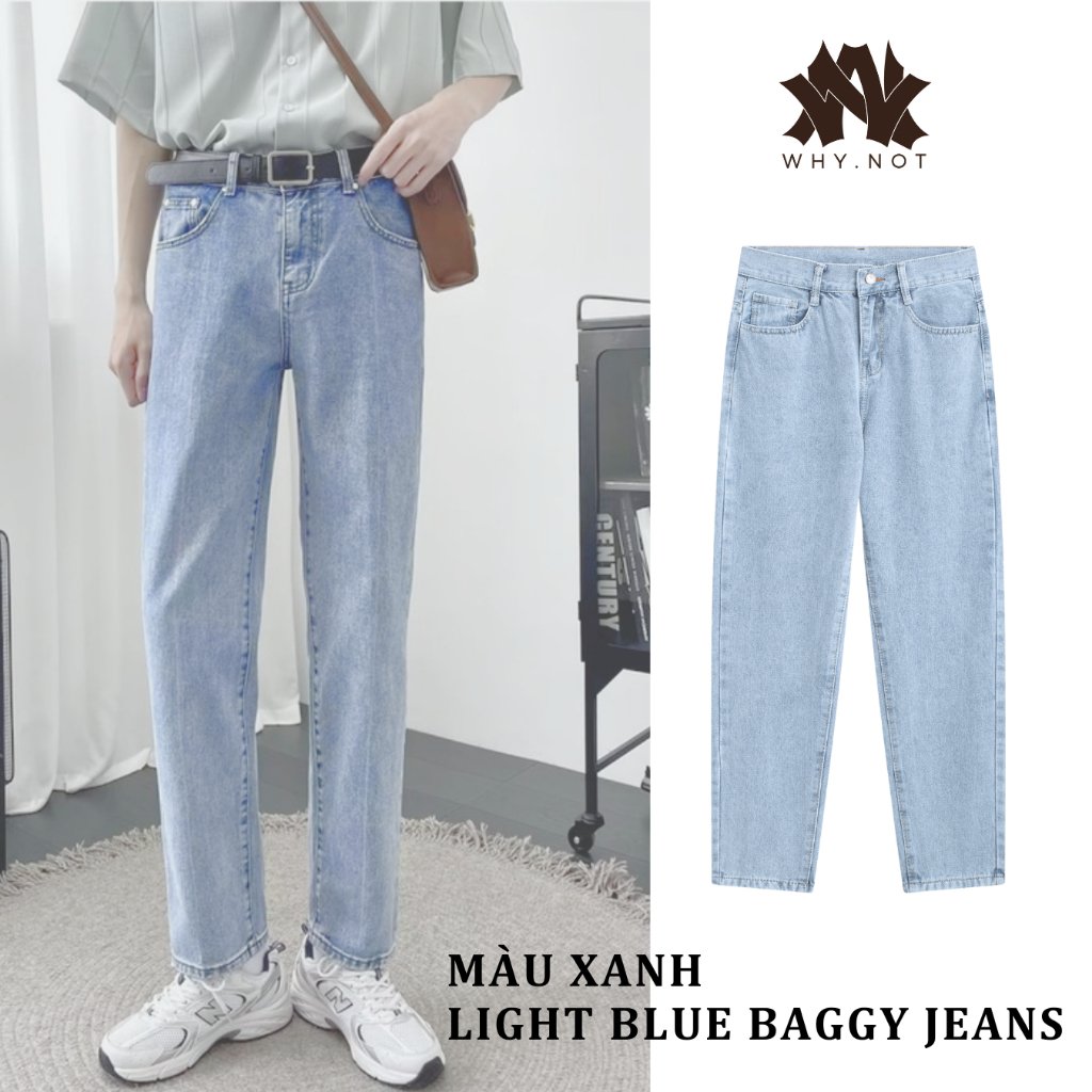 [Có Bigsize] Quần Jeans Nam Baggy WHY.NOT màu Ghi, Xanh, Đen, Trắng Cơ Bản Form Dáng Trẻ Trung Chất Liệu Jean Bò Mềm Cấp